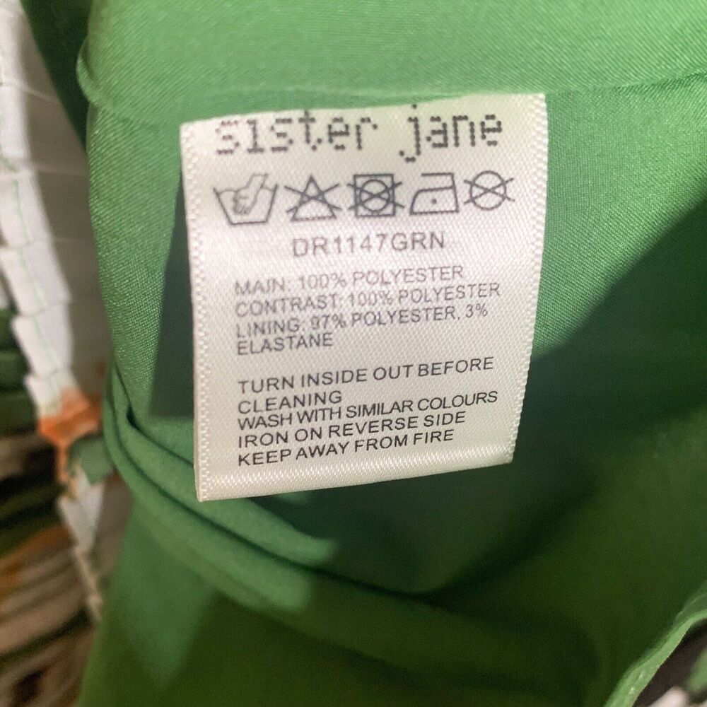 Sister Jane Flora Dorm Ruffle Midi Dress XS Floral Green Long Sleeve Big Collar - Picture 6 of 7